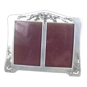 Vintage Pewter Picture Frame 5 X 7 Large, Split Double Photo Seagull Canada, Easel, Table Top Photograph Portrait Pf 850