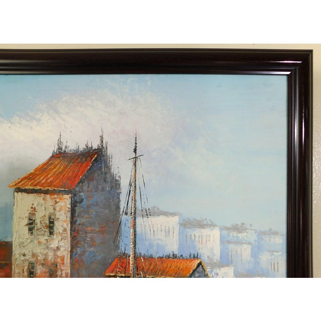 Wood Mid Century Original "Kent" Nautical Boat Seascape Oil on Canvas Framed Painting For Sale - Image 7 of 11