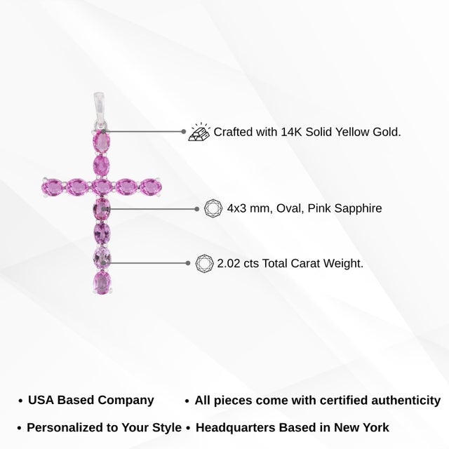 Religious Cross Pendant With 2.05ct Pink Sapphire Accents in 14k White Gold For Sale - Image 10 of 13