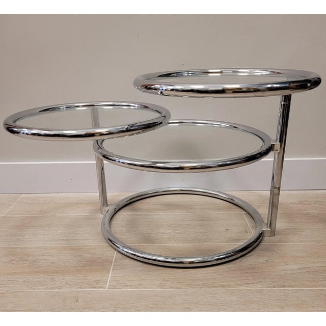 Glass Tubular Chrome Metal Swivel Coffee Table by Milo Baughman For Sale - Image 7 of 18