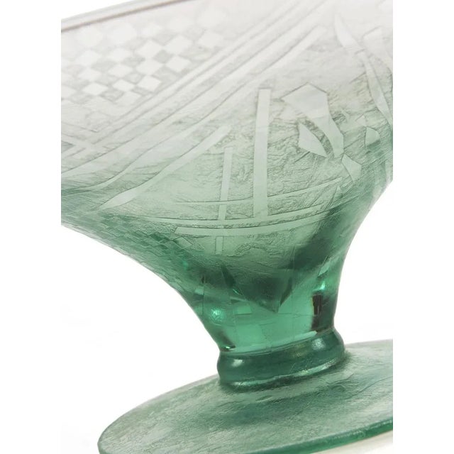 Contemporary Angelo Rinaldi Acid Etched Geometrical Pattern Glass Bowl For Sale - Image 3 of 8