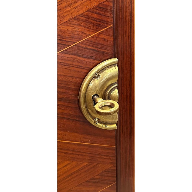 Wood Fine French Art Deco Marquetry Inlay Cabinet, Jules Leleu Attributed For Sale - Image 7 of 12