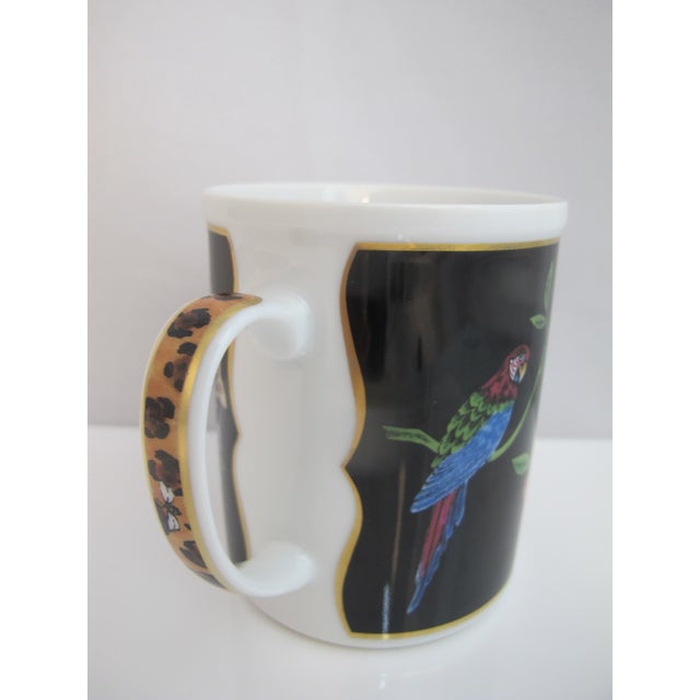 Black Lynn Chase Leopard Cat Design Jaguar Jungle Porcelain 24k Gold Coffee Mug Cup For Sale - Image 8 of 10