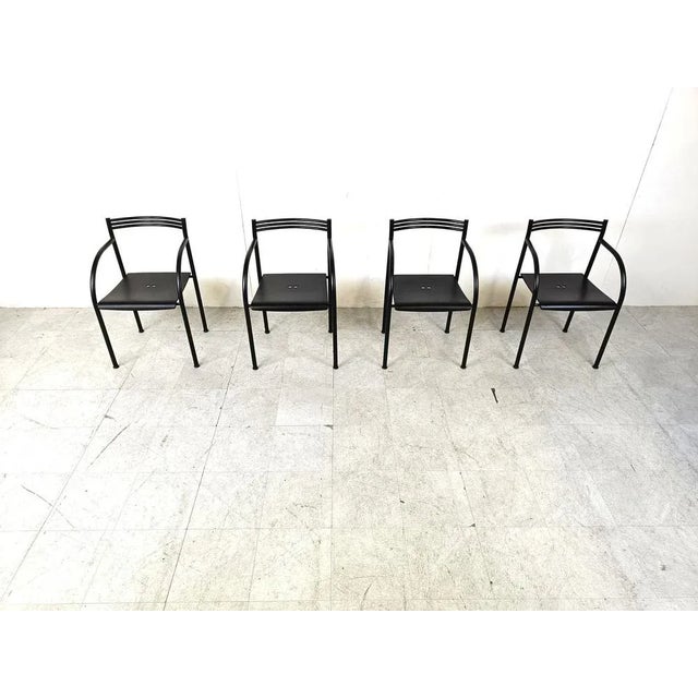 Philippe Starck Spanish Francesca Armchairs attributed to Philippe Starck for Baleri Italia, 1982, Set of 4 For Sale - Image 4 of 10