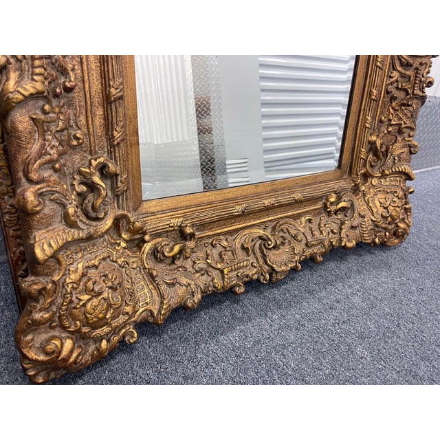 Gold 1990s John-Richard Ornate Giltwood Baroque Style Wall Mirror For Sale - Image 8 of 11