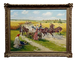 Konstantin Konstantinovich Kuznetsov - Russian Riders Scene- Oil Painting
