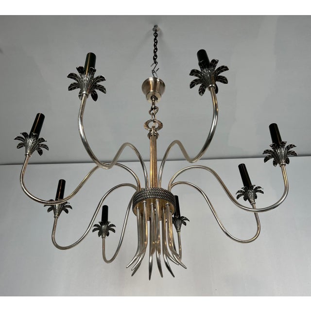 1940s Neoclassical style silver metal chandelier by Maison Charles For Sale - Image 12 of 12
