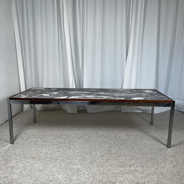 Mid-Century Modern Coffee Table in Metal, Walnut and Arabescato Marble, Italy, 1970 For Sale - Image 10 of 18