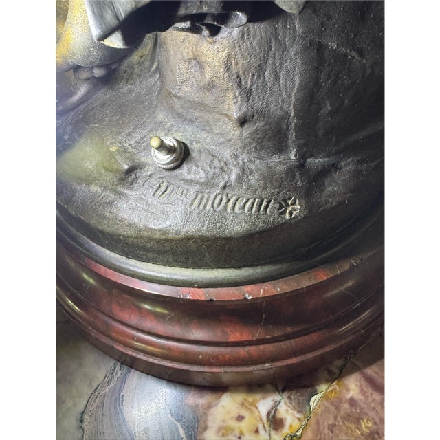 Art Nouveau 1920’s Auguste Moreau Signed Lamp For Sale In New York - Image 6 of 9