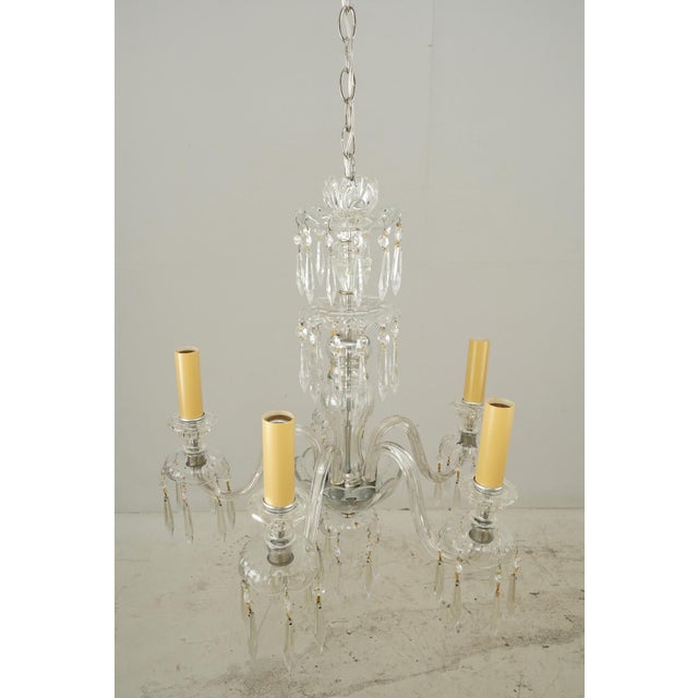Traditional Mid 20th Century Restored Traditional Five Light Clear Crystal Chandelier For Sale - Image 3 of 9