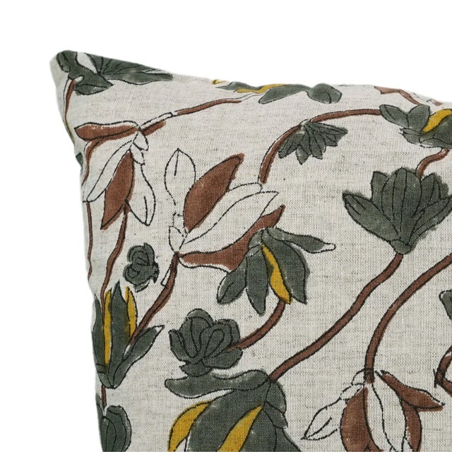 Not Yet Made - Made To Order Shivri Unique Block Print Cushion Cover 14x14 Inch- Cotton Linen For Sale - Image 5 of 5
