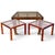 Rare 1970s Hollywood Regency Flamed Burl Wood, Copper, Brass, and Glass 4-Piece Table Set For Sale - Image 9 of 12