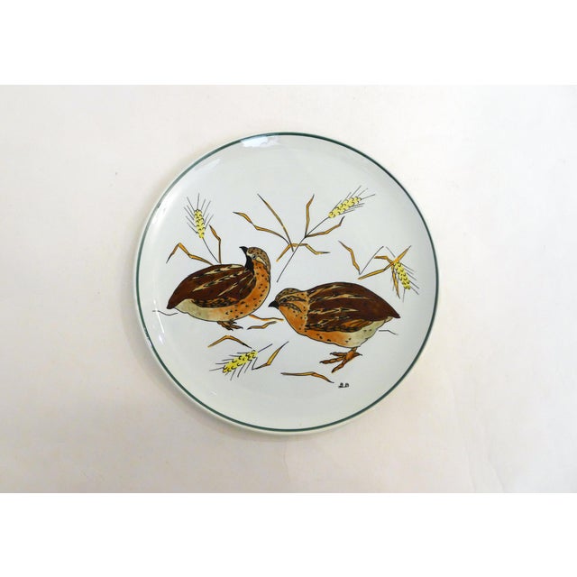 1960s Plate with Hand-Painted Bird Decoration from Gien, France, 1960s For Sale - Image 5 of 8