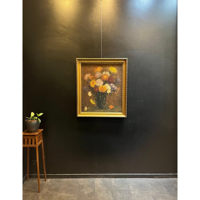 Albert Duplain, Flowers in a Big Vase, Oil on Canvas, 1925 For Sale - Image 8 of 12