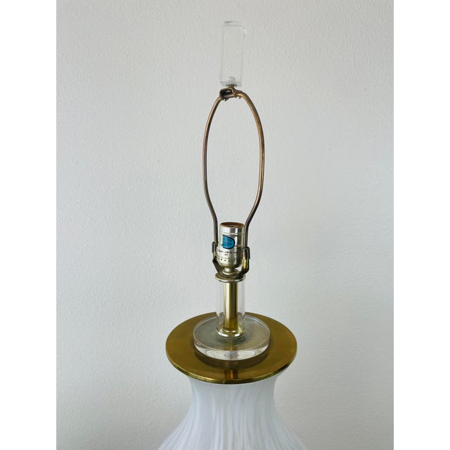 Glass Vintage Murano Glass Frosted White Tortoise Effect Table Lamp by Bauer For Sale - Image 7 of 14
