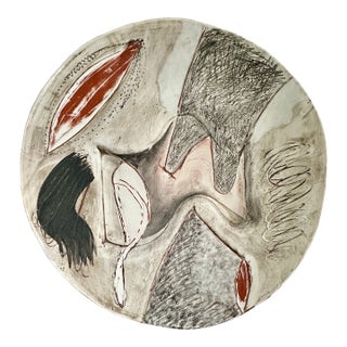 Vintage Patrick Loughran Wall Art Pottery Abstract Round Platter • 24" For Sale