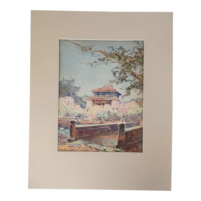 Vintage Matted Lithograph View of Indo-China by Marius Hubert-Robert, 1933 For Sale