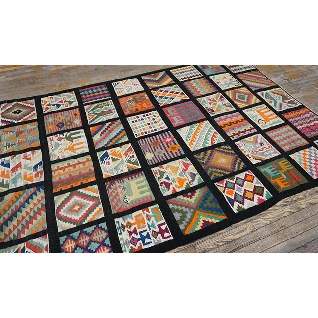 1930s Geometric Folk Art Multicolor Antique Tunisian Gafsa Flatweave Rug For Sale - Image 10 of 17