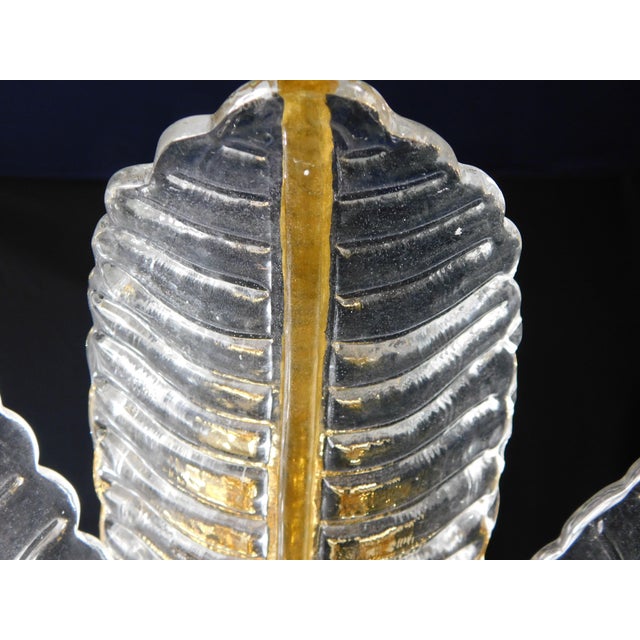 Vintage Palmette Pendant Light in Crystal Glass with Gold Thread, 1985 For Sale - Image 10 of 14