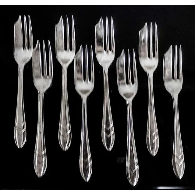 Contemporary Vintage Sheffield Silver Plated Dessert Pastry Forks - Set of 8 For Sale - Image 3 of 4