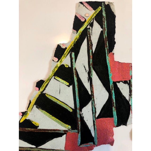 Paper Sandy Kinnee, Abstract Modernist Colorful Mixed Media Art Screen-print Handmade Shaped Paper, c.1980's For Sale - Image 7 of 9