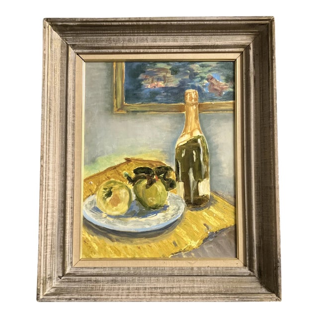 1970’s Original Impressionist Still Life Painting Mid Century Modern Frame For Sale