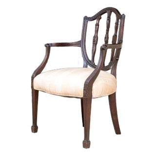 19th Century George III Hepplewhite Style Carved Mahogany Shield Back Arm Chair For Sale