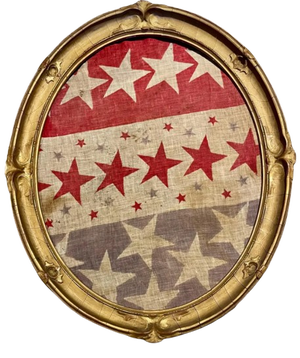 Rare Antique American Flag Bunting Beautifully Presented Period Gold Leaf Frame 19th Century