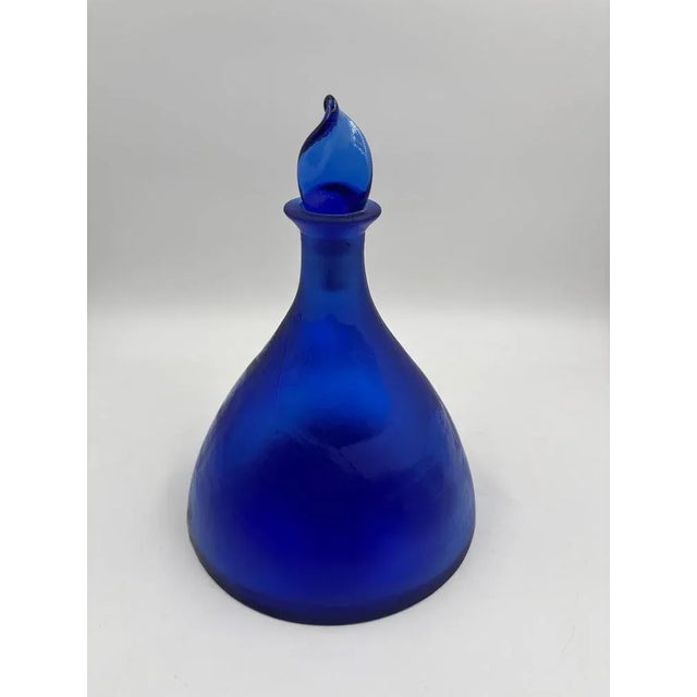 Cobalt Blue Glass Bottle with Triangular Base For Sale - Image 11 of 11