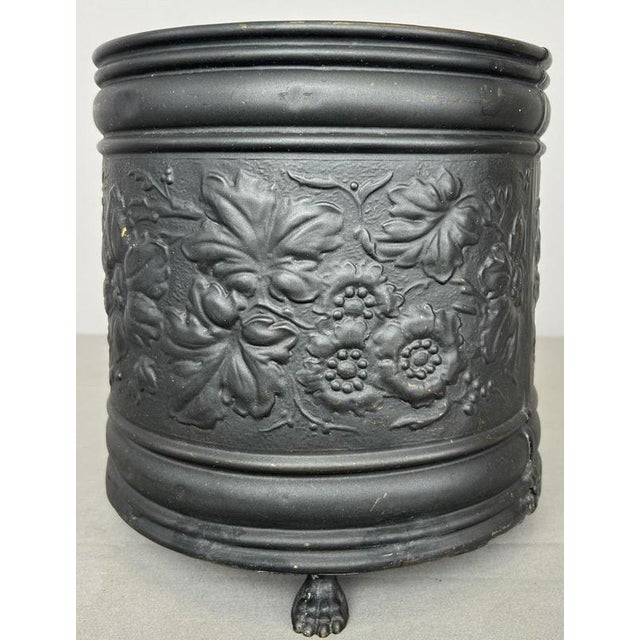 Vintage French Floral Painted Brass Jardiniere For Sale - Image 3 of 18