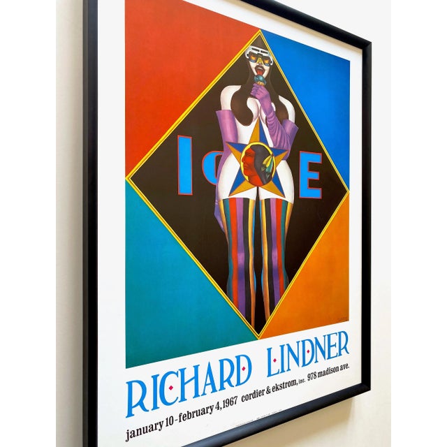 Richard Lindner Vintage 1967 Mid Century Modern Lithograph Print Framed Pop Art Exhibition Poster " Ice " 1966 For Sale In Kansas City - Image 6 of 13