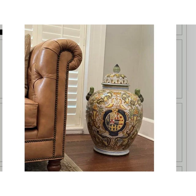 Large Cherub Painted Floor Vase/Urn For Sale - Image 9 of 9