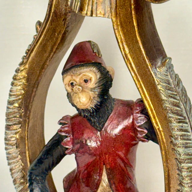 Campaign Vintage Hollywood Regency Singerie Bell Hop Monkey Table Lamp For Sale - Image 3 of 16