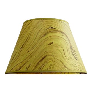 Ochre and Brown Marbled Paper Lampshade - 8” x 12” x 8.75” For Sale