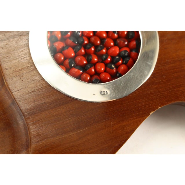 Mid 20th Century Leaf Shape Peruvian Tray, Cumaru Wood, Sterling Silver & Huyaruru Seeds For Sale - Image 9 of 14