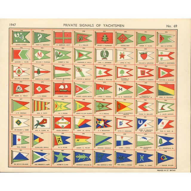 Nautical Original Lloyd's Register of Yachts "Private Signals of Yachtsmen" Reference Pages – Set of 4 – Year 1947 Group H For Sale - Image 3 of 5