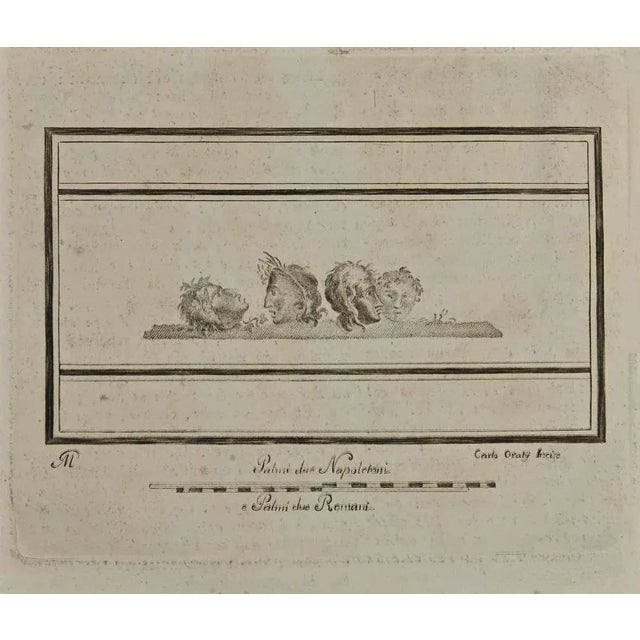 Ancient Roman Fresco from the series "Antiquities of Herculaneum", is an etching on paper realized by Carlo Oraty in the...