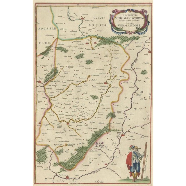 Antique Map of Vermandois and La Capelle from Blaeu, France, 1642 For Sale - Image 3 of 9