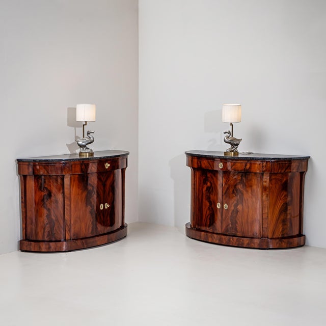 Pair of Demi-Lune Charles X Sideboards, France, circa 1830 For Sale - Image 9 of 10