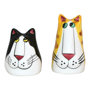 Vintage Candace Reiter Designs Catzilla Ceramic Hand Painted Salt & Pepper Shakers
