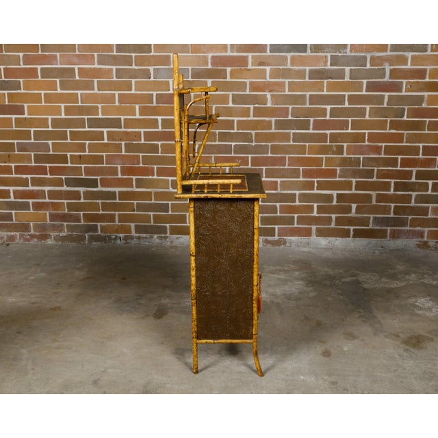 English 1880s Bamboo Small Cabinet with Painted Accents and Single Mirror For Sale In Atlanta - Image 6 of 12