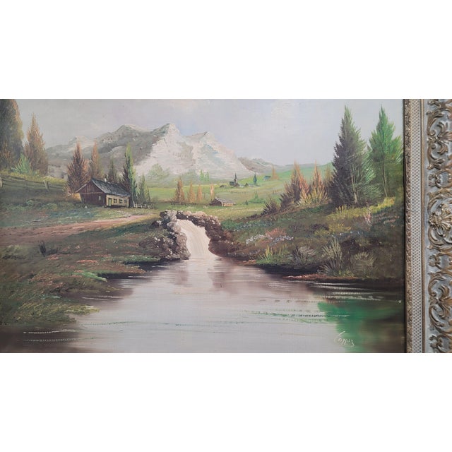 Large Vintage Dutch Landscape Oil Painting Early 1900s For Sale In Chicago - Image 6 of 8