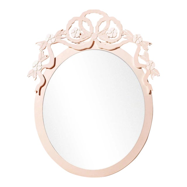 Fleur Home Garden District Thalia Oval Mirror in Pink Ground, 28x39 For Sale