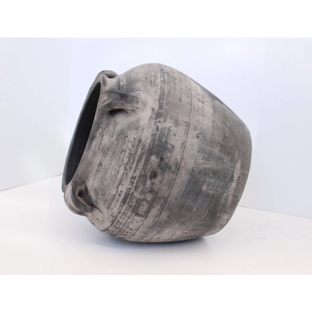 Mid 20th Century Pair of Vintage Distressed Pottery Cache Pots, Vessels / Matt Gray For Sale - Image 5 of 7