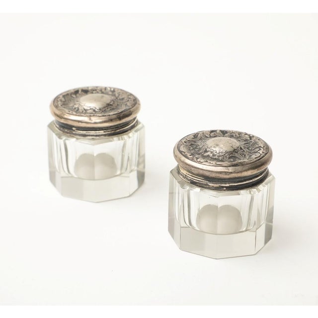 Metal Pair of 19th C. Cut Glass and Silver Jars For Sale - Image 7 of 11