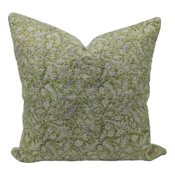 Decorative Cushion Cover 22x22 Inch Handmade Block Print - Black Forest For Sale