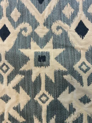 Schumacher”Crusoe Ikat” in Sky Textured Fabric