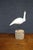 Late 20th Century Hand-Carved White Heron Sculpture on Natural Wood Base by Roe For Sale - Image 5 of 9