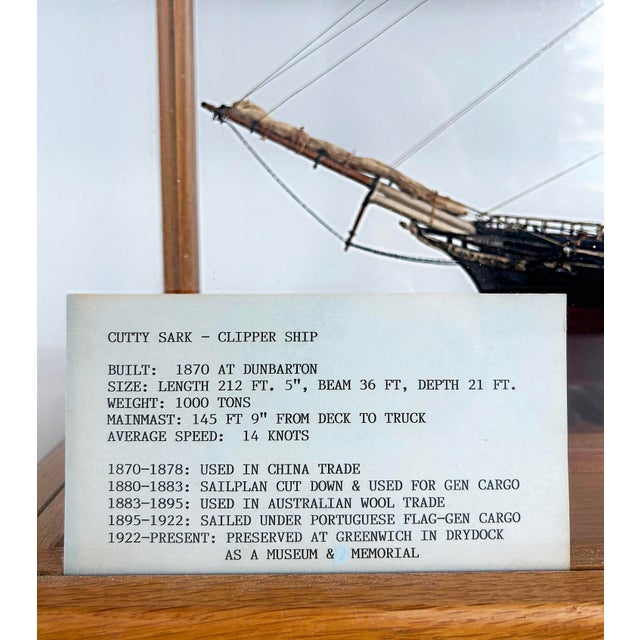 English 1870 Cutty Sark Clipper Hand-Crafted Model Encased in Wood, Glass 1970s For Sale - Image 15 of 18