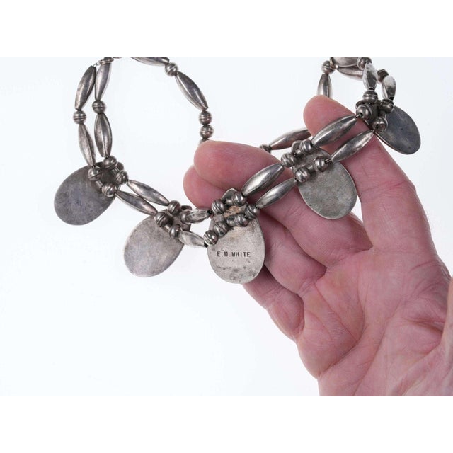 Navajo Indian Art Vintage E.m. White Native American Silver/turquoise Shadowbox Necklace For Sale - Image 4 of 4